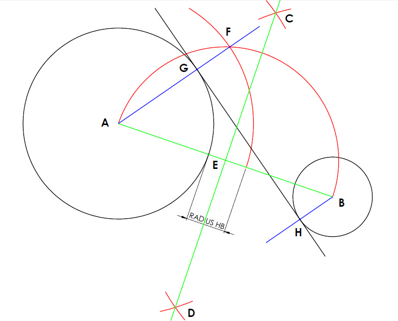 tangent between circles in babacad