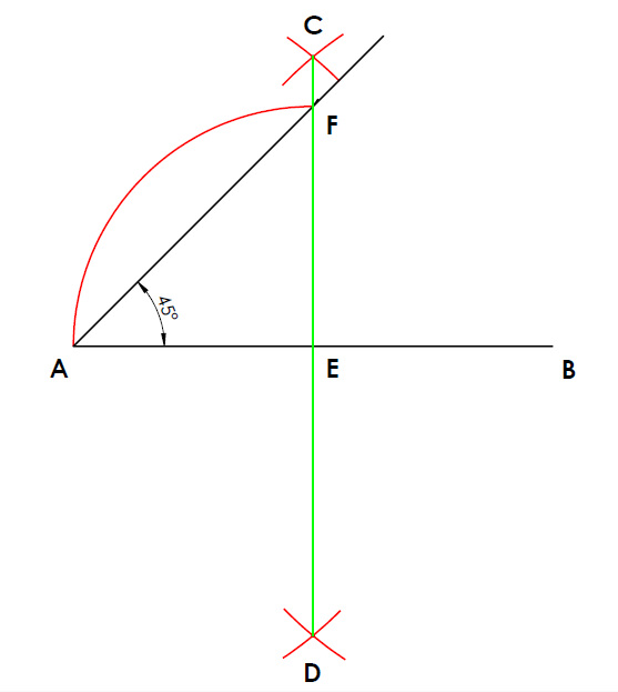 Constructing a 90°, 45° or 22.5° Angle