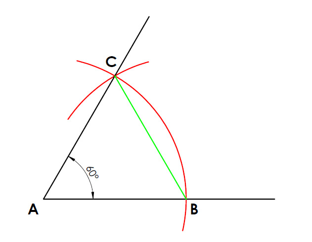Construction of an angle of 60 degrees. – GeoGebra